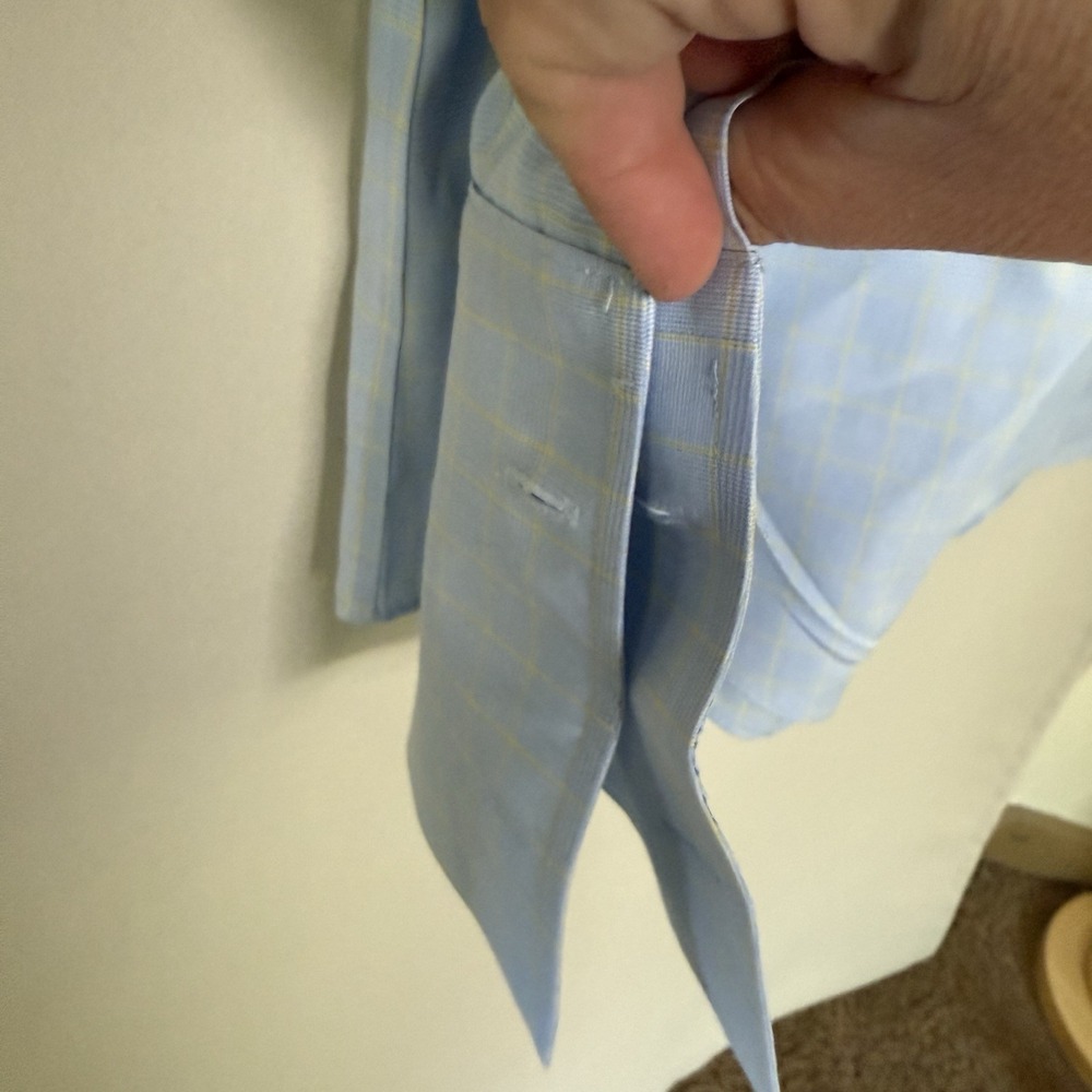 Brooks Brothers Men's‎ 15.5 33 Medium Blue Yellow Long Sleeve Button Up Shirt - Picture 5 of 8